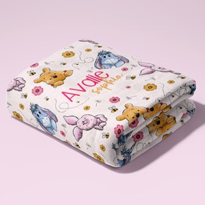 Custom Teddy Bear Personalized Nursery Blanket Pooh Bear Blanket Personalized Winnie The Pooh Blanket Custom Name Blanket Baby Girl Blanket