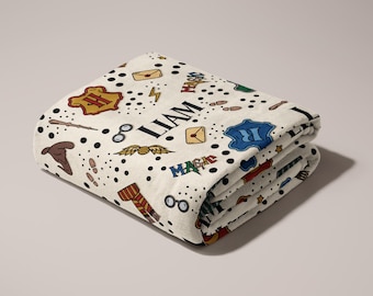 Personalized Wizard Baby Blanket Wizard Nursery Wizard Bedding Magical Baby Blanket Wizard Swaddle HP Nursery Wizard Blanket Wizard Bedding