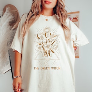 Green Witch Shirt Witchy Goddess Tarot Card Shirt Cottagecore Shirt Aesthetic Shirt Mystical Witch Top Goblincore Shirt Whimsigoth Clothing