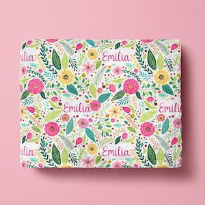 Couverture florale pour bébé Couverture florale personnalisée Couverture de fleurs sauvages pour bébé fille Couverture de réception rose Couverture personnalisée pour bébé fille Cadeau nouveau-né