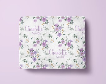 Anpassad Wildflower Swaddle Boho Flower Baby Name Filt Personlig Girl Flower Swaddle Present till Nyfödd Baby Shower Present till Flicka