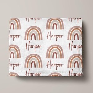 Rainbow Personalized Swaddle Blanket Boho Rainbow Blanket Rainbow Swaddle Receiving Blanket Baby Blanket Girl Name Rainbow Toddler Rainbow