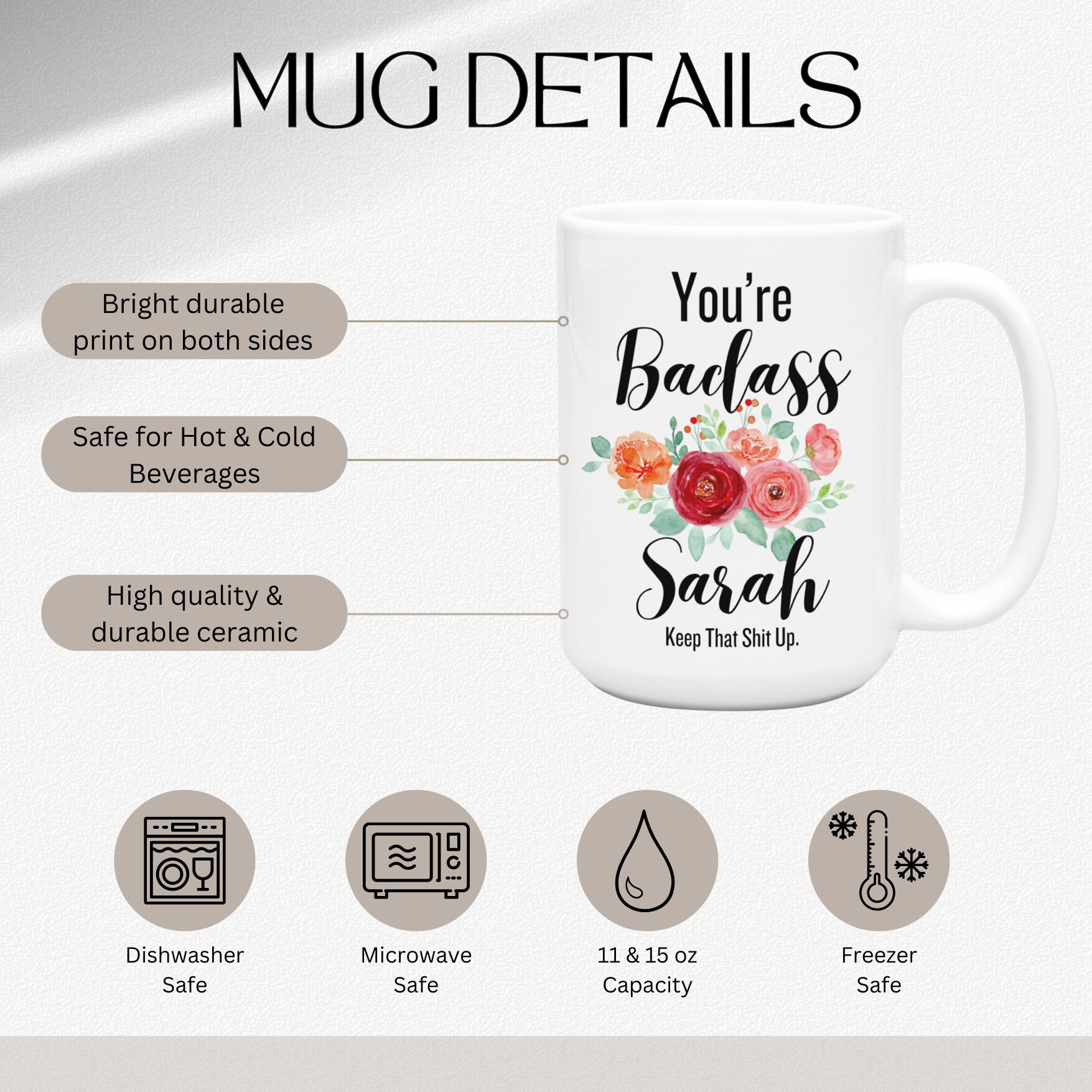 Personalized You Are A Badass Coffee Mug, Custom Motivational Mug, Gift ...