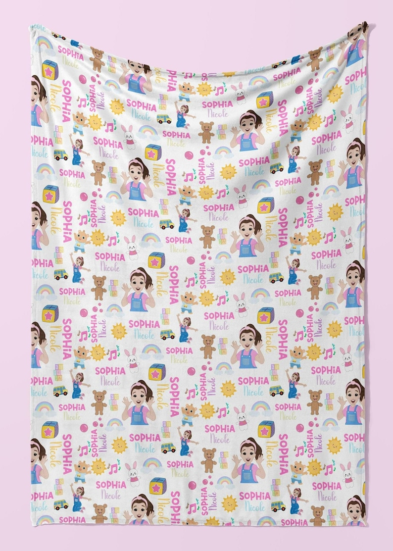 Ms. Rachel Custom Blanket Personalized Baby Blanket with Name Baby Shower Gift Toddler Birthday Present Kids Keepsake Gift Blanket Name image 2
