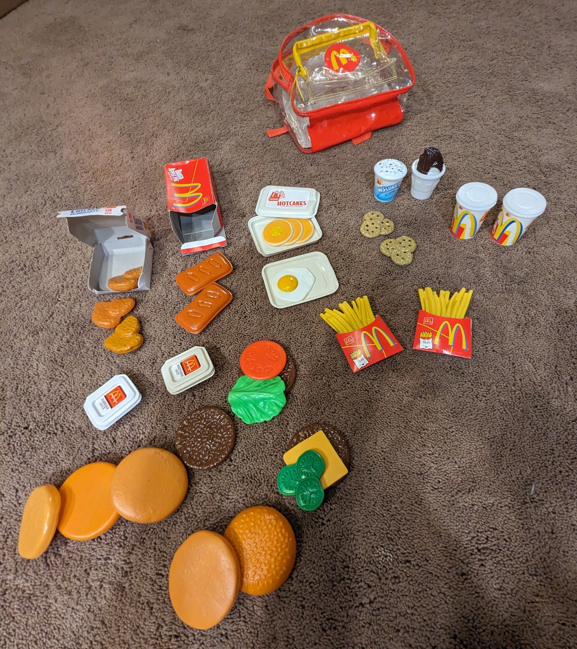 Vintage Mcdonald's Backpack Play Food Set, 2001 Mcdonald's Pretend Food