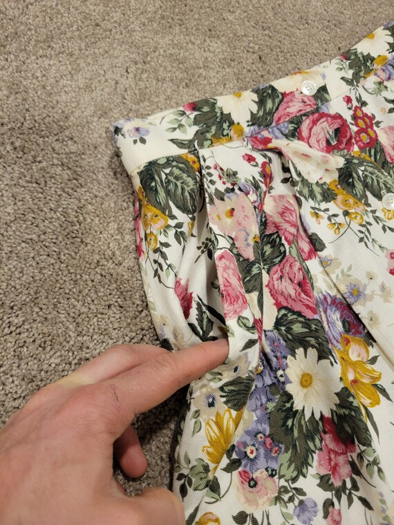 Vintage Linen Blend Skirt, Pleated Skirts, Floral… - image 6