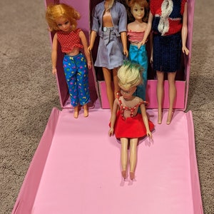 Vintage Mattel TNT Skipper, Twist n turn, Francie, 1963 Skipper,  Scooter, Midge Barbies, 1960s barbie collection 1985 pink barbie case