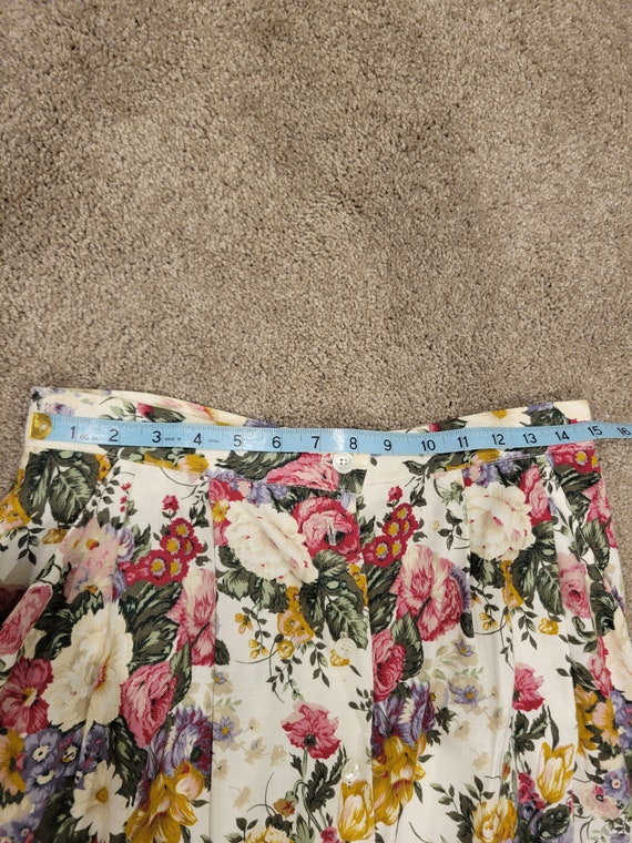 Vintage Linen Blend Skirt, Pleated Skirts, Floral… - image 8