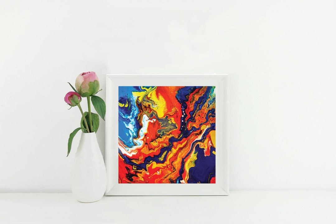 Magma. Acrylic Pouring on Ceramic Tile - Etsy