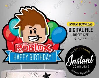Roblox Cake Topper Etsy - roblox round cake topper