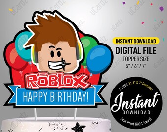 Roblox Cake Topper Etsy - roblox round cake topper