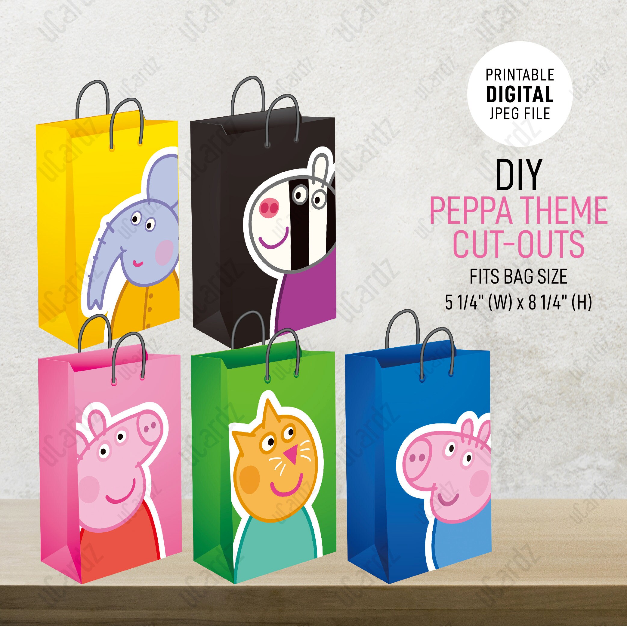 Printable Peppa Pig Theme Party Bag Front Labels Peppa Pig Etsy