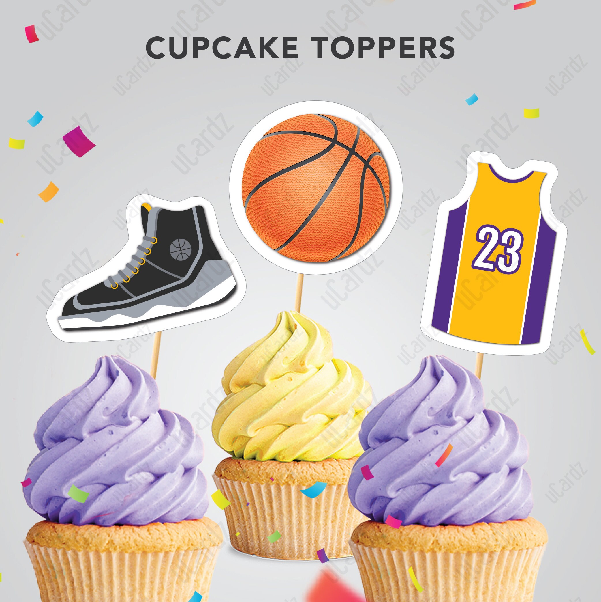 Personalized Lakers Basketball Birthday Cake Toppers Cupcake Etsy