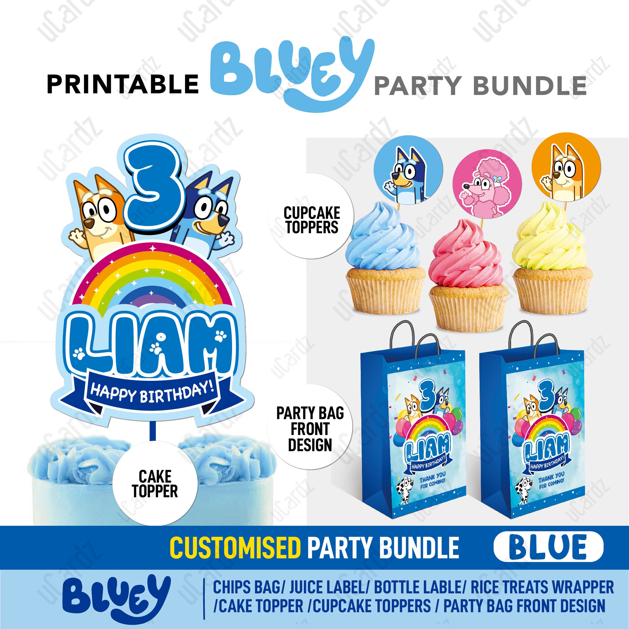 Personalized Bluey Party Pack Printable Bluey Party Bundle Etsy