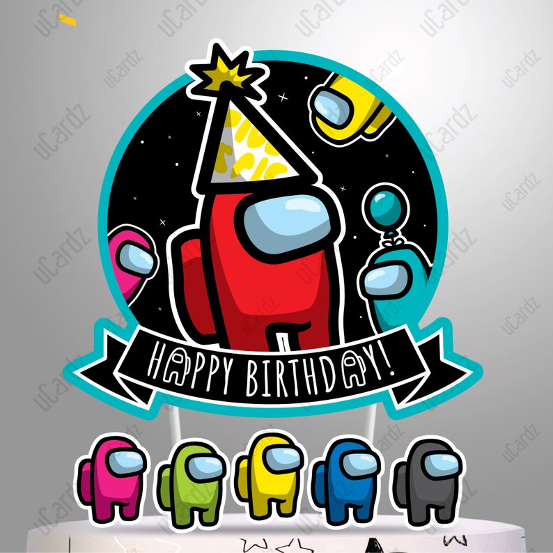 Among Us Birthday Cake Topper Set 1 Centrepiece 5 Small Etsy