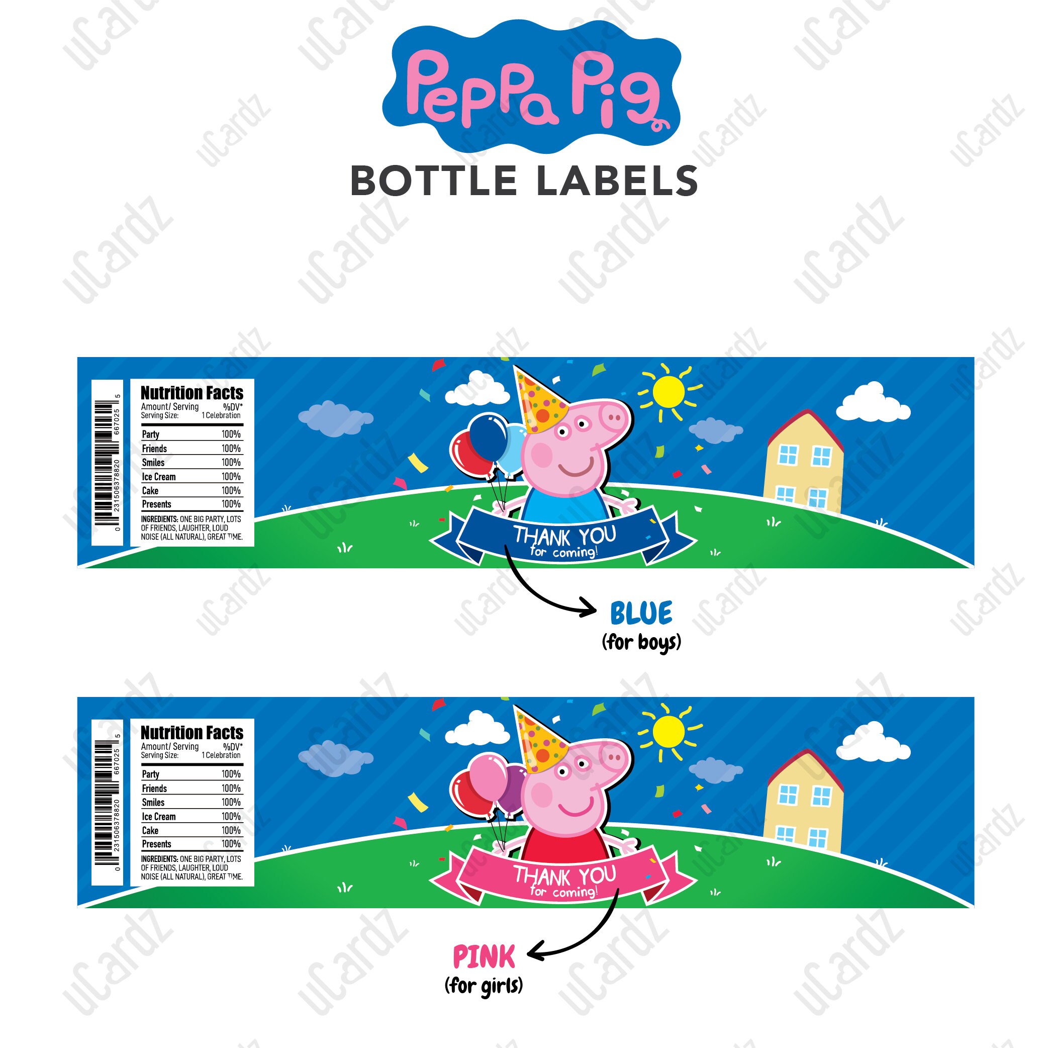 Printable Peppa Pig Bottle Labels Peppa Pig Water Bottle | Etsy