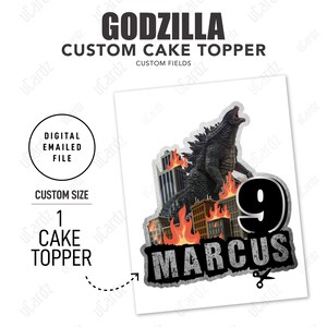 Printable GODZILLA Cake Topper Personalized Godzilla Birthday | Etsy