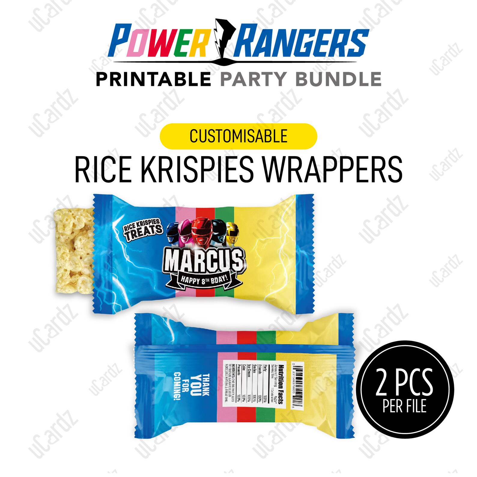 Personalized Power Rangers Party Pack Printable Power