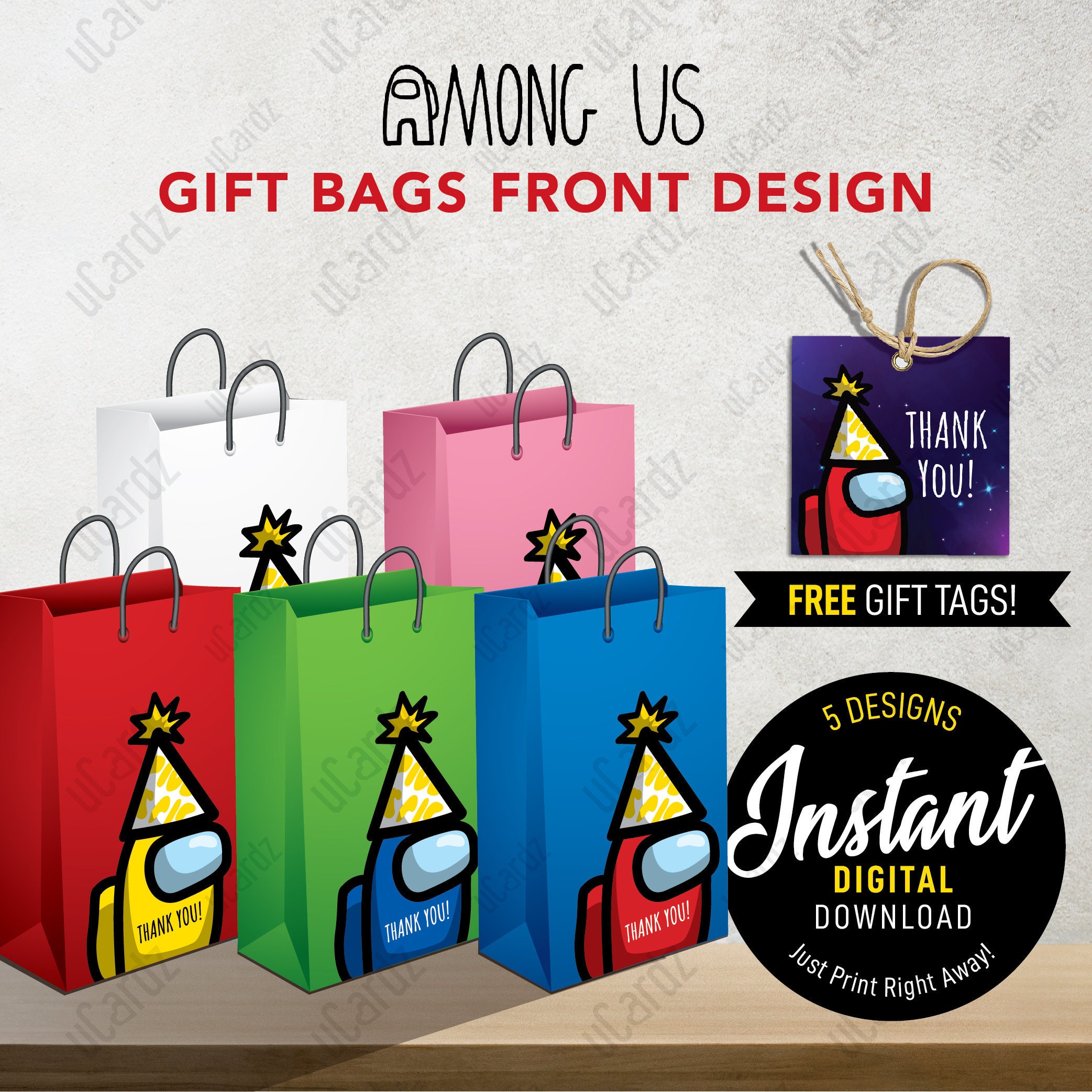 Printable Among Us Party Bag Fronts, Among Us Favor Bags Cut-Outs, Am…