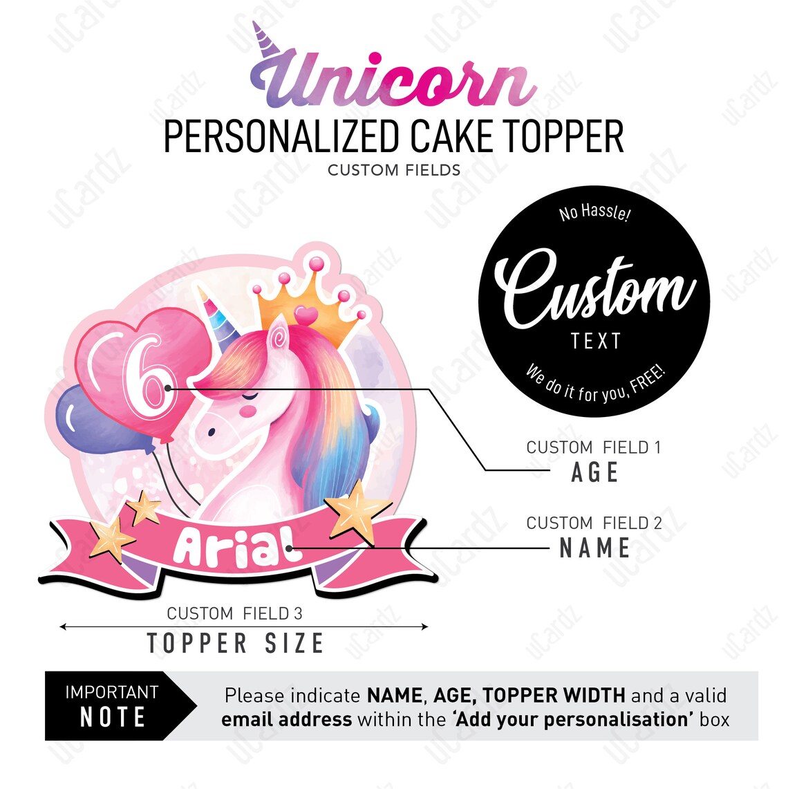 Printable Unicorn Personalized Cake Topper Unicorn Theme | Etsy