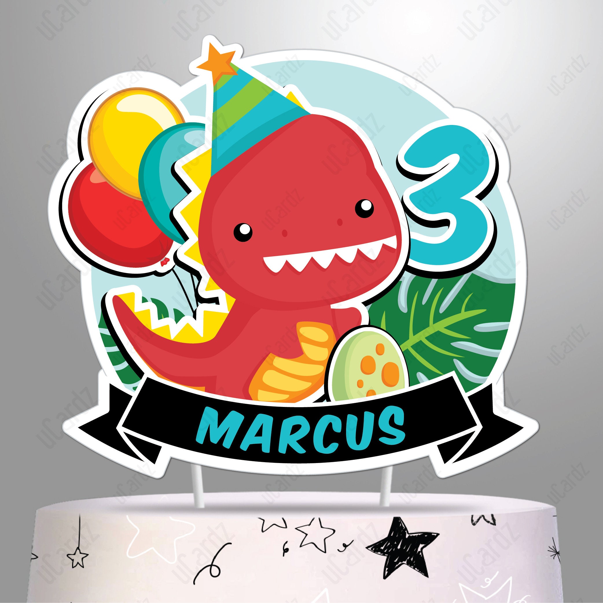 Happy Birthday Dinosaur Cake Topper