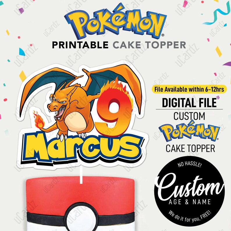 Printable Charizard Cake Topper Personalized Charizard Etsy