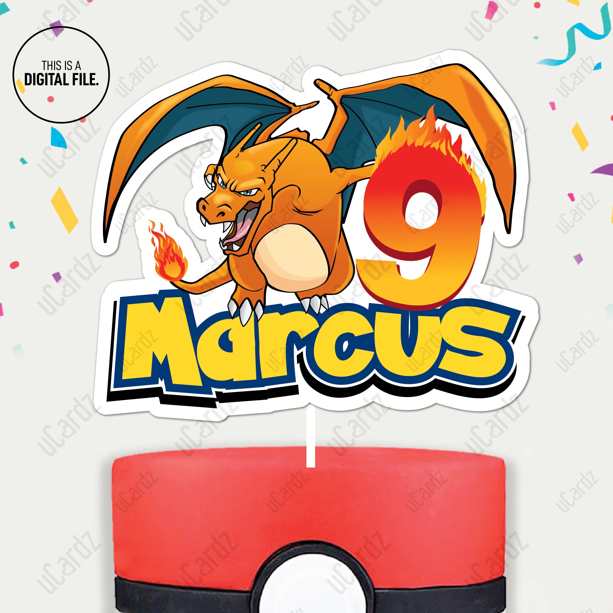 Topper de pastel charizard imprimible / Topper charizard Etsy