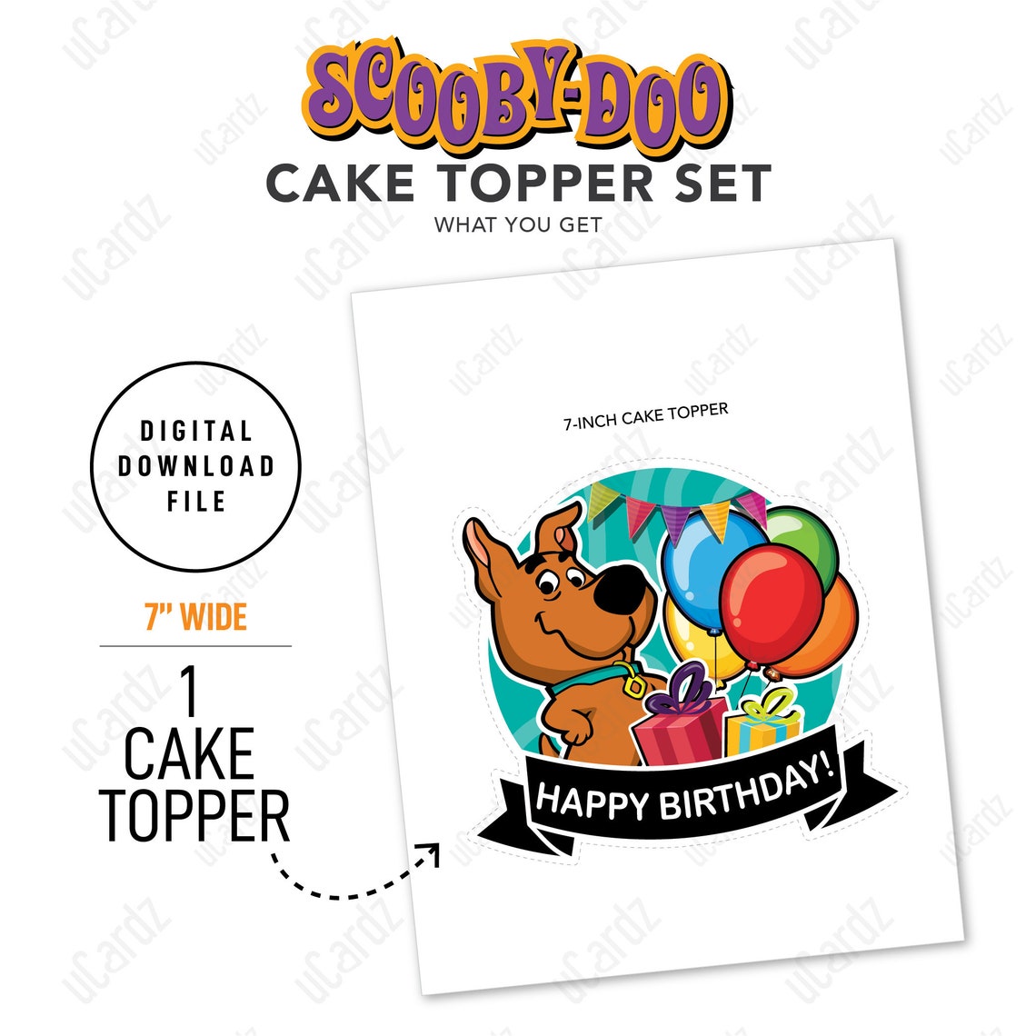Printable Scooby Scrappy Doo Birthday Cake Topper Centrepiece | Etsy
