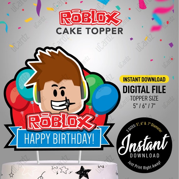 Roblox Birthday Cake Topper For Boys Instant Download Jpeg Etsy