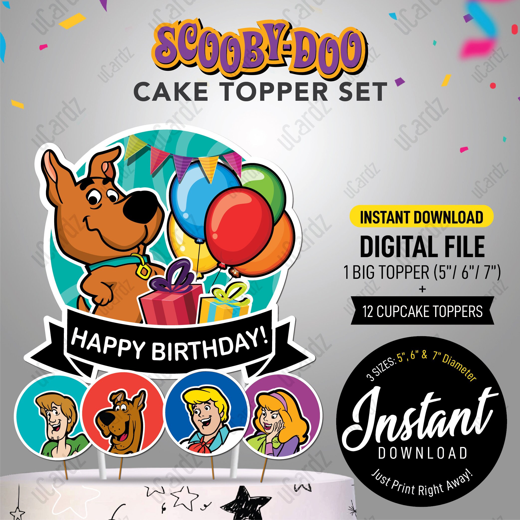 Printable Scooby Scrappy Doo Birthday Cake Topper Centrepiece | Etsy
