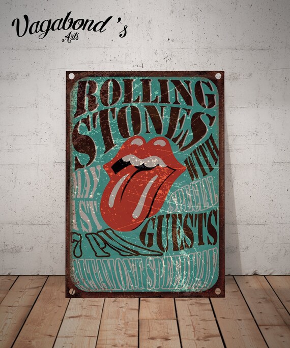 vlam Uitdrukking Lezen Vintage the Rolling Stones Metal Poster Sign the Rolling - Etsy