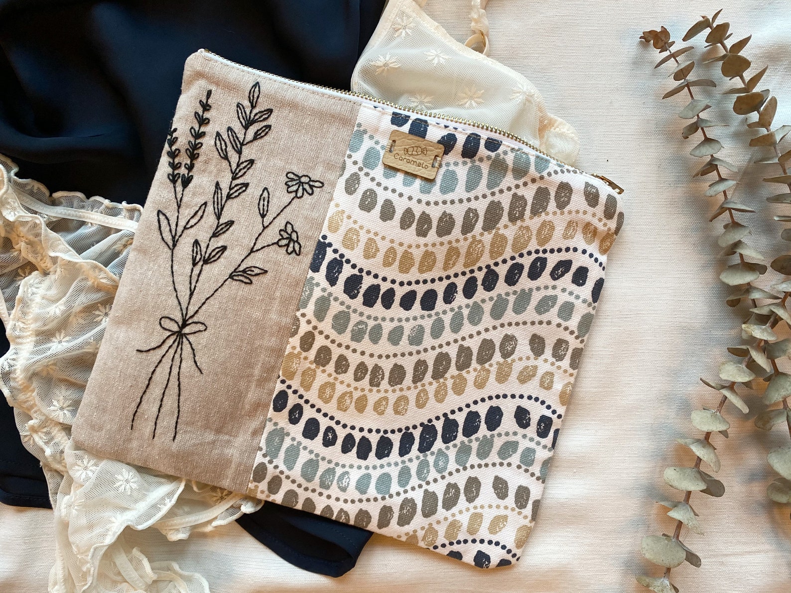 Handmade Zipper Pouch Handmade zipper Bag Boho Zipper Pouch Etsy