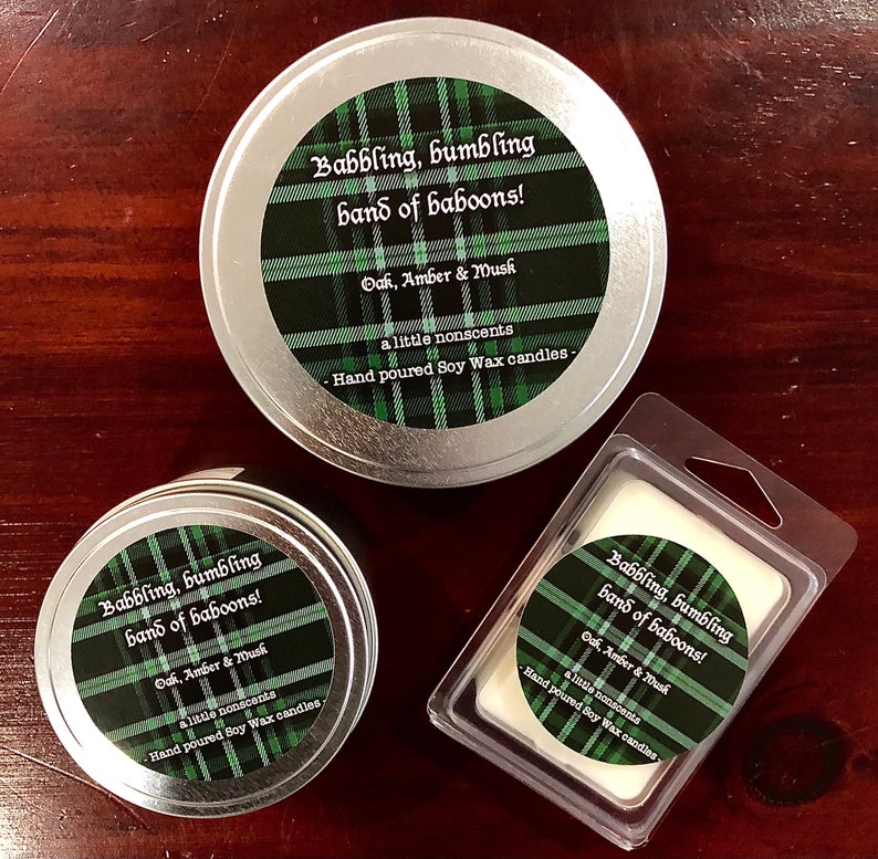 A Wizarding World inspired soy-wax candle bumbling band of baboons Babbling