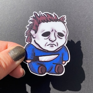 Cute Chibi Michael Myers Halloween Vinyl Sticker | Waterproof, Water bottle Sticker, Laptop Sticker