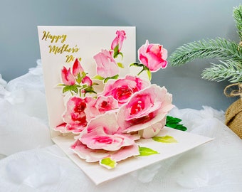 Red Rose Flower Pop Up Birthday Card by CardPop Womens Birthdays Valentines Day Mothers Day Rose Flower Birthday Card Perfect for Girls