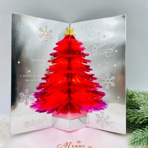 Arbre de Noël arc-en-ciel, Carte de Noël pop-up 3D, Carte d’arbre de Noël, Carte laser Gold Foil