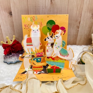Anniversaire de lama, Carte d’anniversaire pop-up, Carte d’anniversaire 3D, Carte pop-up, Carte d’anniversaire, Carte de vœux, Carte d’anniversaire pop-up pour les enfants / elle / lui