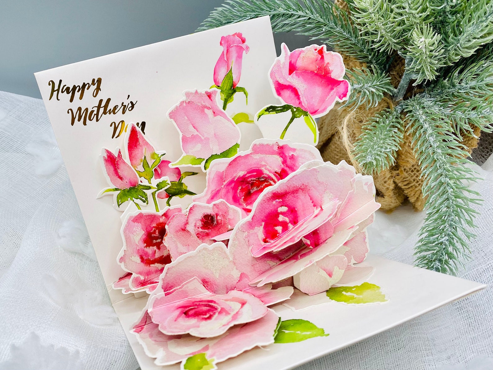 Roses for Mom Flower Card Pop up Card 3D Card Greeting | Etsy