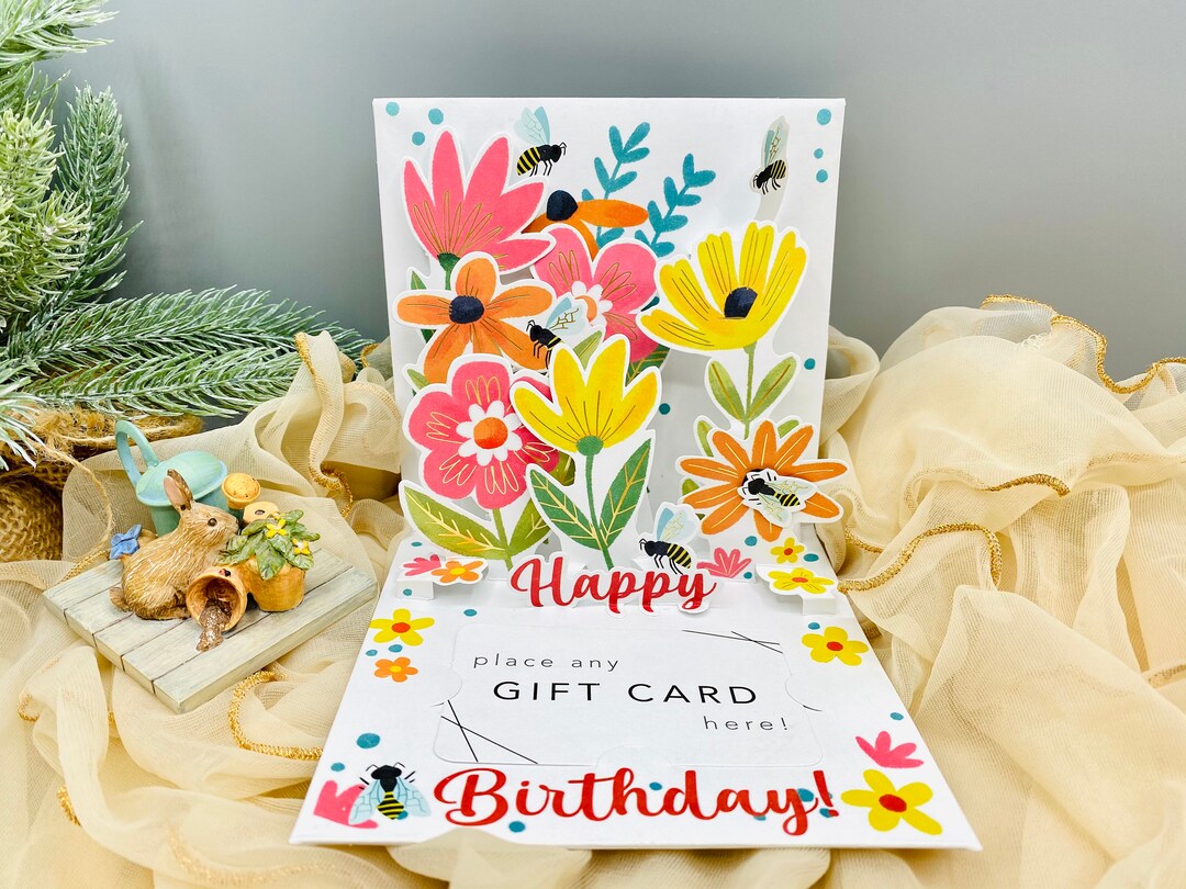 Floral Pop up Card (gift Card Holder), Pop up Birthday Card, 3D ...
