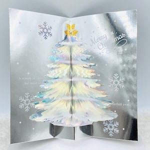 Rainbow Christmas Tree, 3D Pop up Christmas Card, Christmas Tree Card, Laser Gold Foil Card