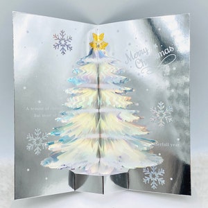 Arbre de Noël arc-en-ciel, carte de Noël pop-up 3D, carte d’arbre de Noël, carte laser en feuille d’or