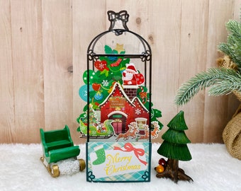 Santa in the Chimney, Pop up Christmas Card, 3D Pop up Christmas Card, Christmas Decoration, Christmas Ornament