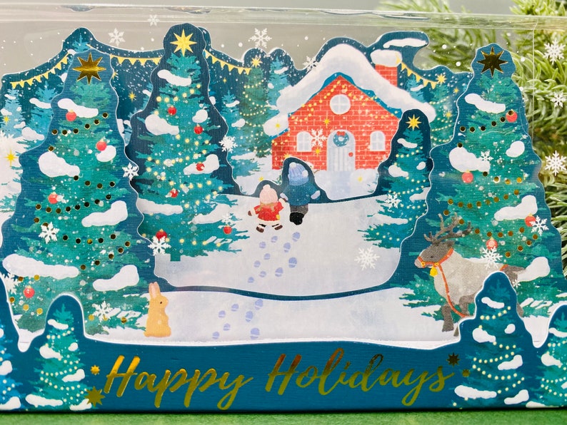 Let T Snow 3D Snowmen Card N Red And Green, 3D Chrstmas Card, 3D - View #3