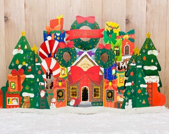 Christmas Delivery, Amazing 3D Pop Up Christmas Card, Panoramic View, Unique Xmas Card, Christmas Decoration, Santa Village, Xmas Village