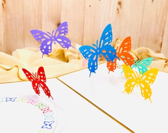 Flying Butterflies, Butterfly Pop Up Card, 3D Card, Card for any occasion , Greeting Card, Card for Her/ friend, Mother’s Day Card, Birthday