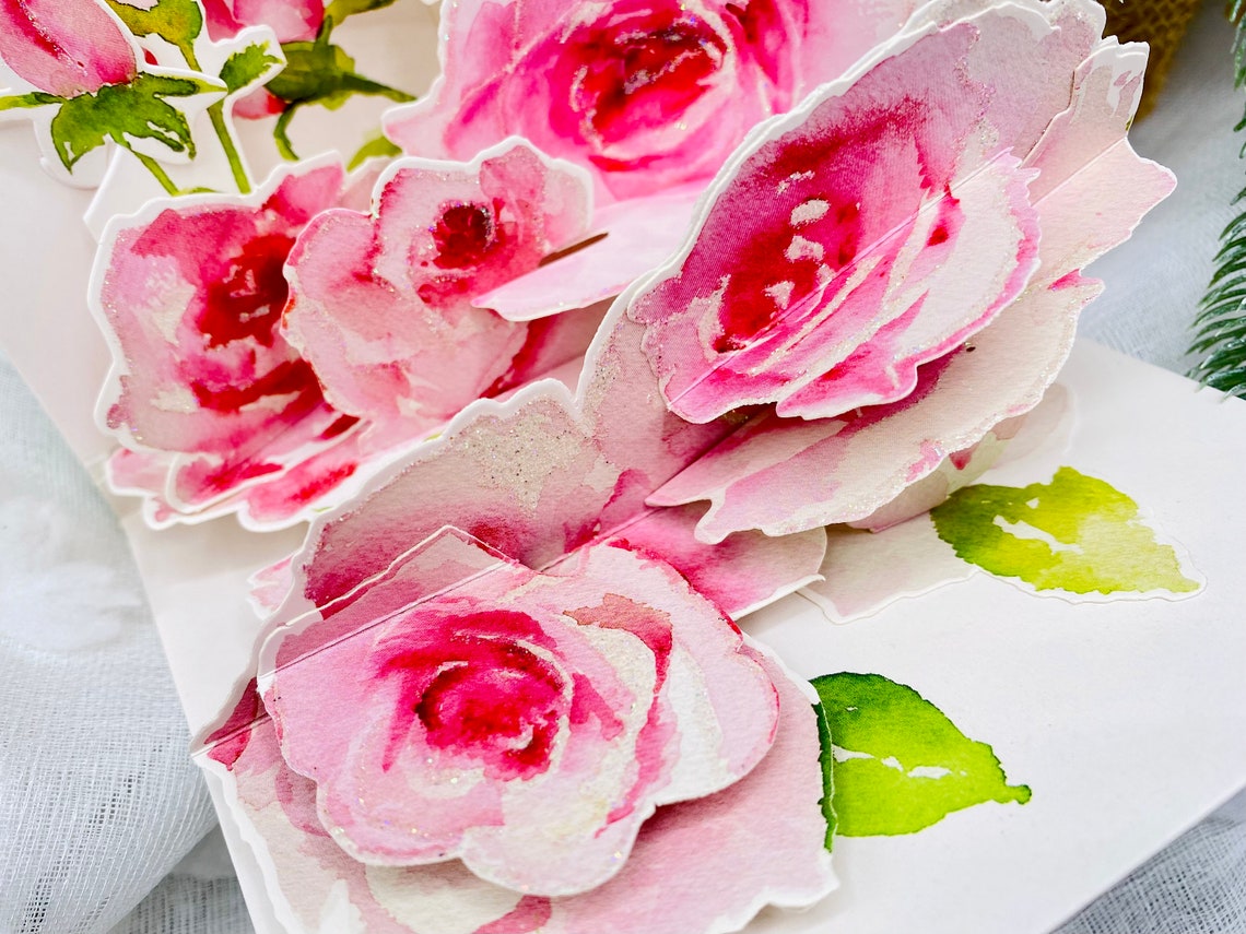 Roses for Mom Flower Card Pop up Card 3D Card Greeting Etsy