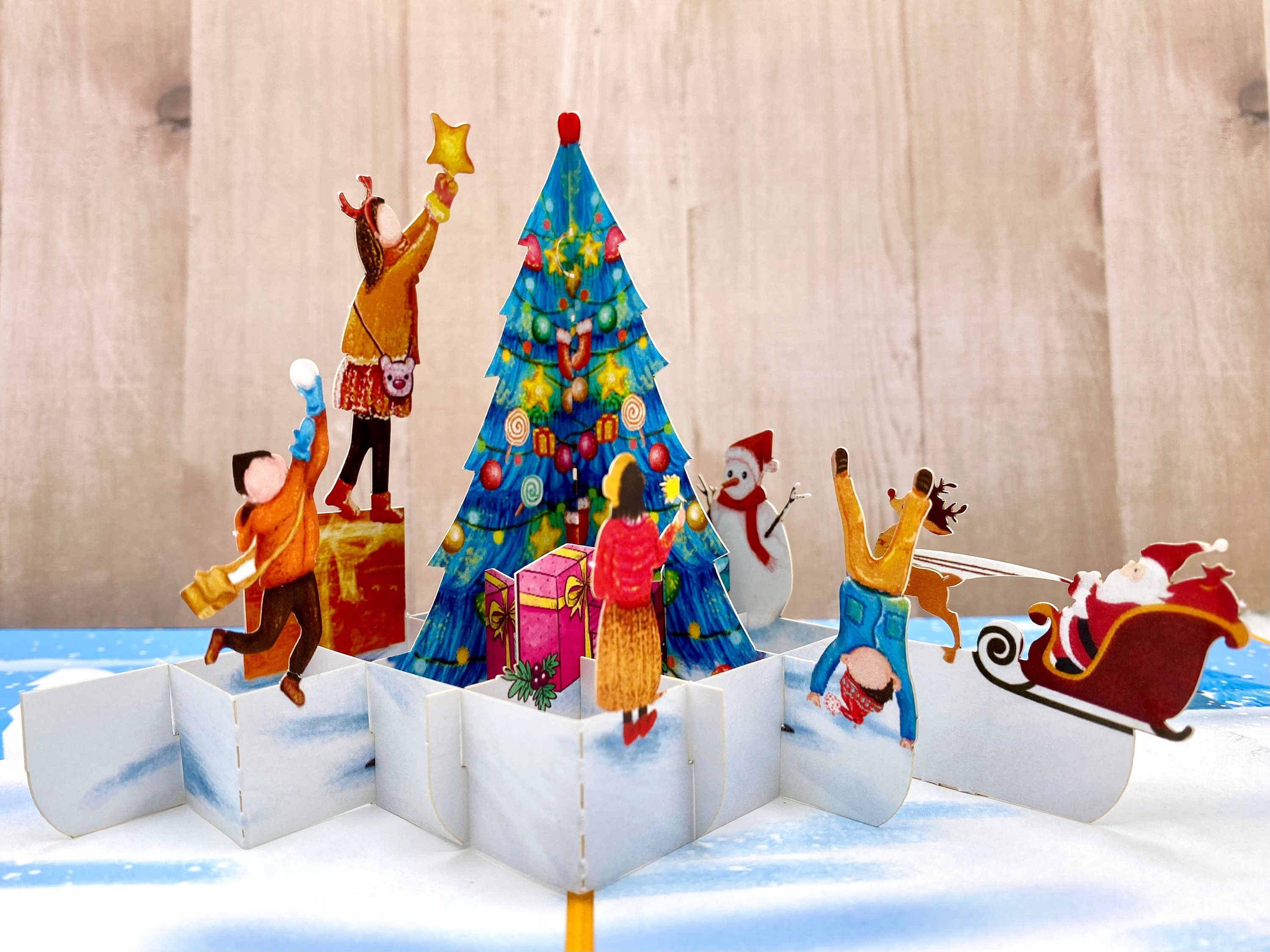 Christmas Fun, 3D Pop Up Card, 3D Christmas Card,  Watercolor Style Christmas Card