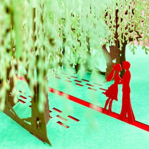 Willow Tree, Carte de Saint Valentin, Carte Pop Up, Carte 3D, Mariage, Romantique, Anniversaire, Carte d'amour