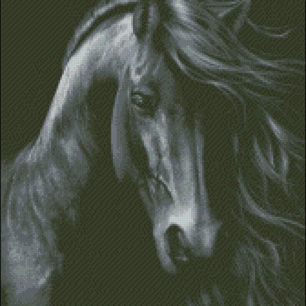 CA168210001 -The Black Horse - Counted Cross Stitch Patterns - Needlework Embroidery Crafts DIY DMC Printable Chart - Color Symbols