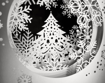 3D Christmas Card, Pop Up Christmas card, Winter Wonderland, Winter Minimalist, Winter Forest, Snowy Pine Tree, Snowy Christmas Tree